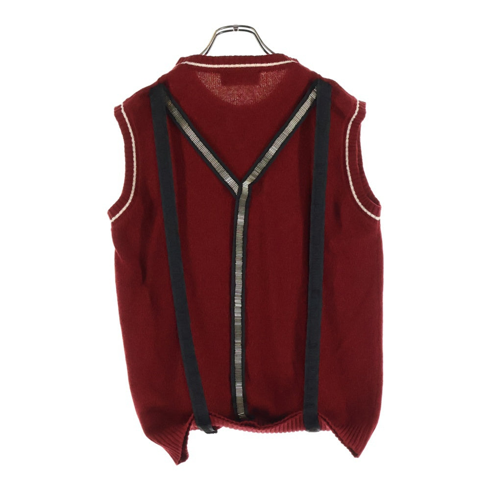 DSQUARED2(ディースクエアード) チェーンスタッズ装飾 デザインウールニットベスト レッド S71HA0702 S15986