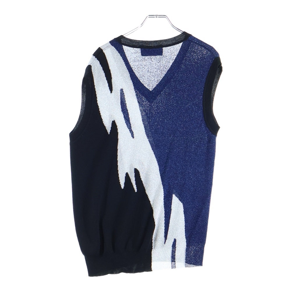 DSQUARED2(ディースクエアード) V-neck glitter knit Vest Vネック グリッター プルオーバーニットベスト ネイビー/ホワイト/ブラック S74HA0729 S15911
