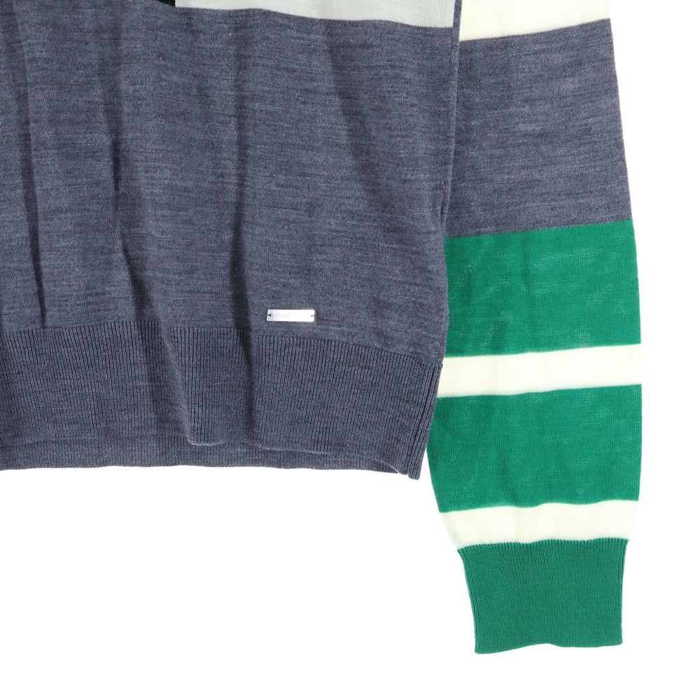 DSQUARED2(ディースクエアード) Vネック カラーブロックパターン ウールニットセーター グレー S71HA0655 S14586