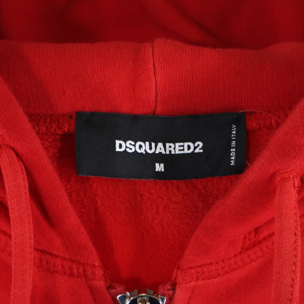 DSQUARED2(ディースクエアード) 20AW D2 FOOTBALL 胸ロゴワッペン ジップアップフーディーパーカー レッド S74HG0100 S25030