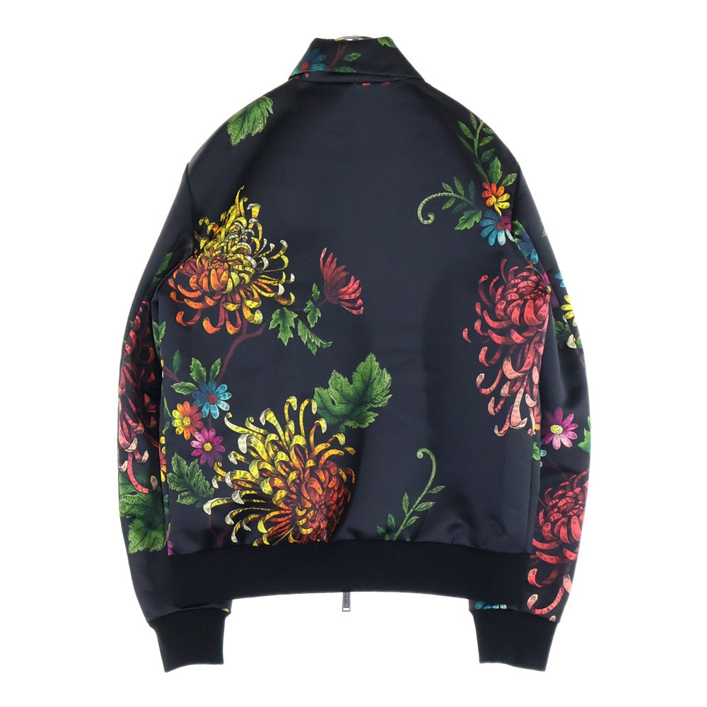 DSQUARED2(ディースクエアード) Floral Print Collared Jacket フローラルプリント 花柄総柄 ポリエステルジャケット ブラック S71AN0176 S52770