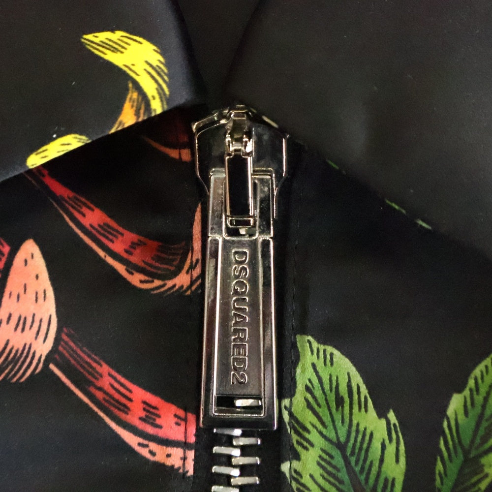 DSQUARED2(ディースクエアード) Floral Print Collared Jacket フローラルプリント 花柄総柄 ポリエステルジャケット ブラック S71AN0176 S52770