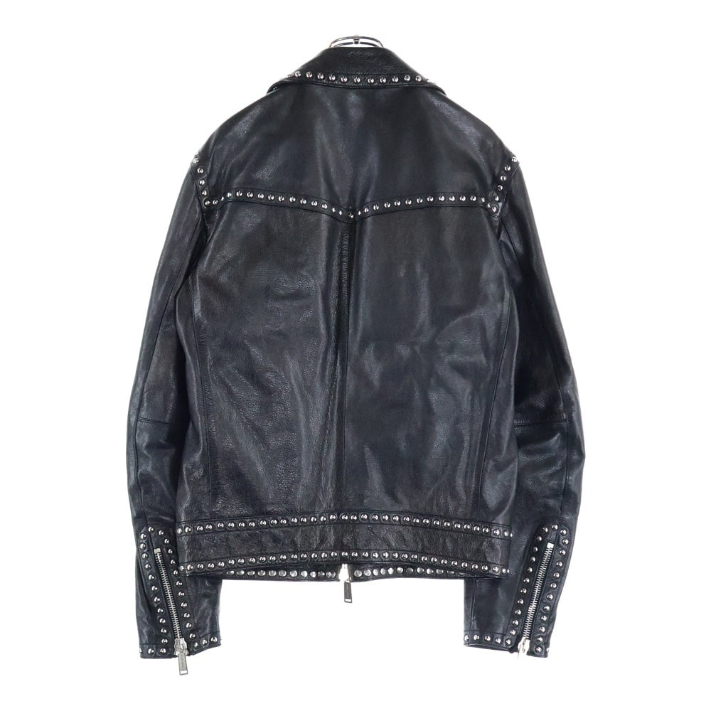 DSQUARED2(ディースクエアード) スタッズデザイン カーフ シングルレザージャケット ブラック S74AM0670 SX7818