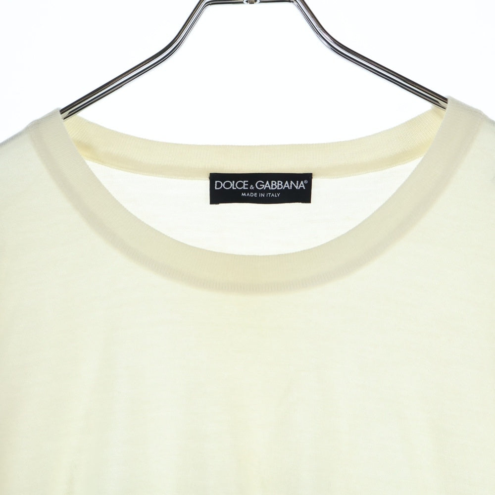 DOLCE & GABBANA(ドルチェアンドガッバーナ) ボーダーデザイン クルーネック カシミヤ ニットセーター ホワイト GN059K/F64AG-B