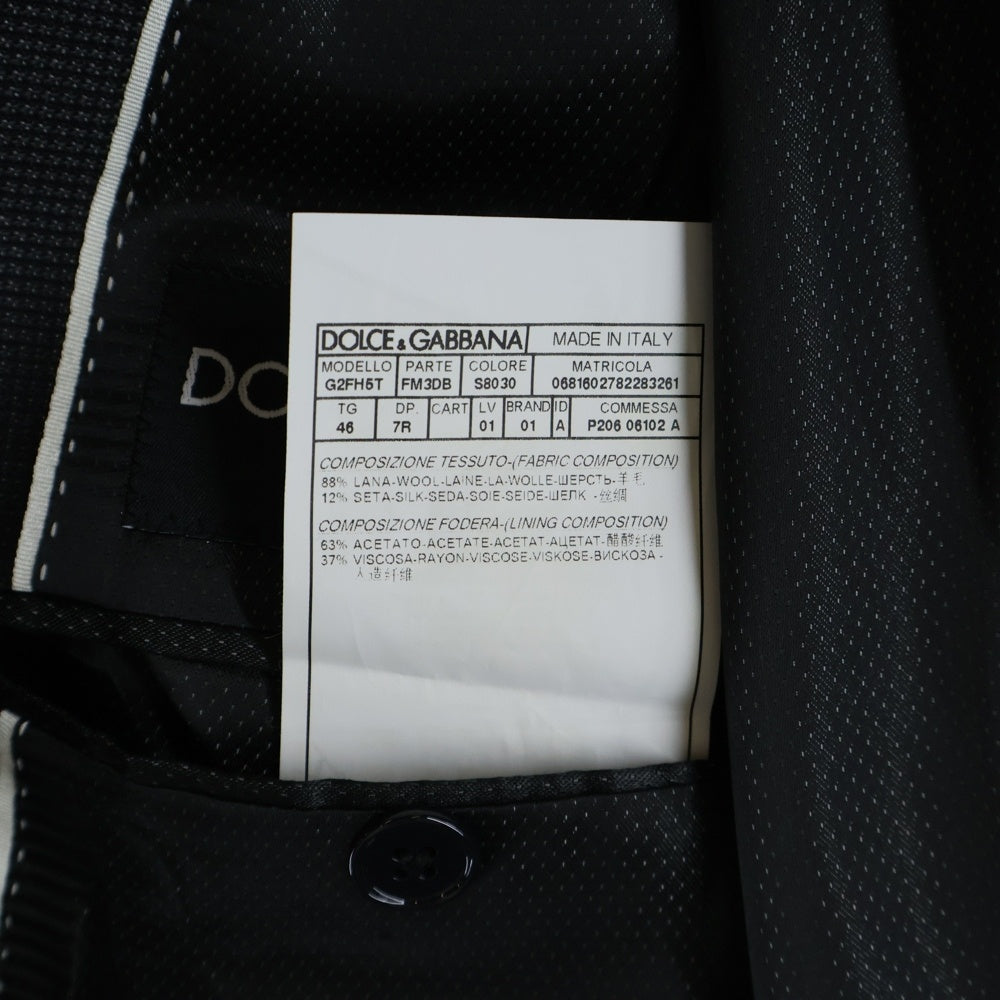 DOLCE & GABBANA(ドルチェアンドガッバーナ) シルク混 2B ウールテーラードジャケット イタリア製 グレー G2FH5T