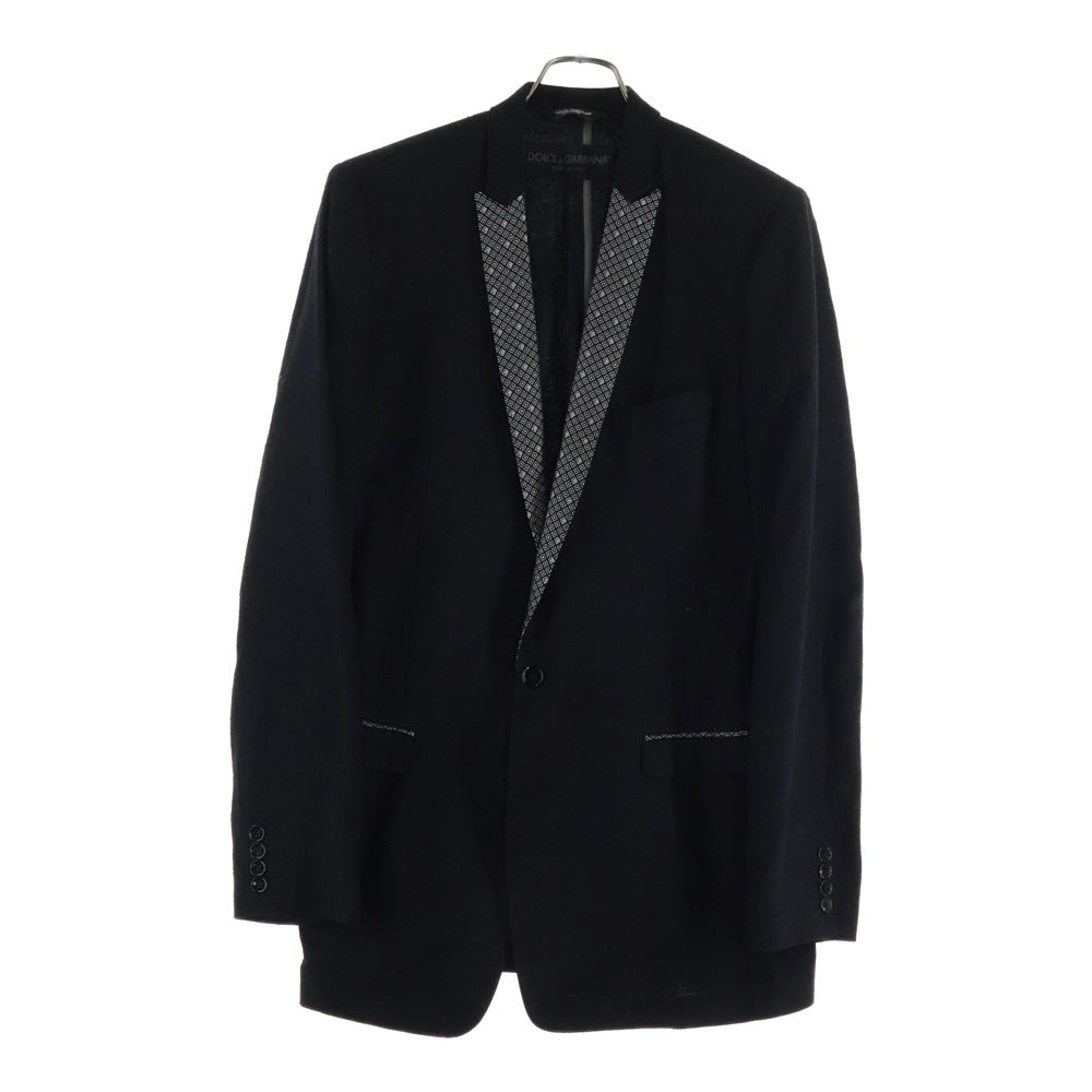 DOLCE & GABBANA(ドルチェアンドガッバーナ) ラペルデザイン 1B シルク テーラードジャケット イタリア製 ブラック G2794T
