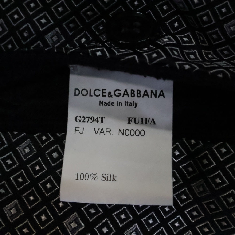 DOLCE & GABBANA(ドルチェアンドガッバーナ) ラペルデザイン 1B シルク テーラードジャケット イタリア製 ブラック G2794T