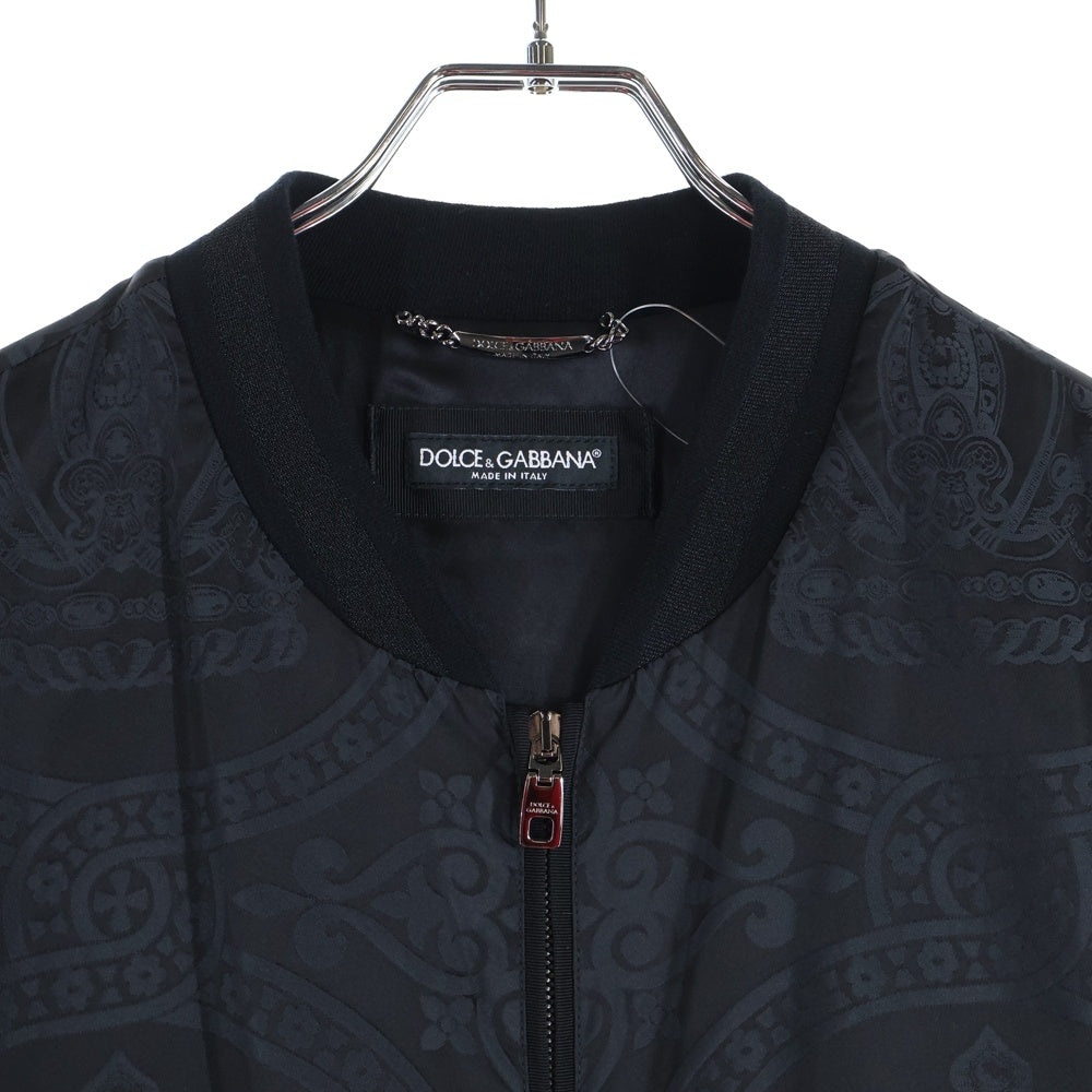 DOLCE & GABBANA(ドルチェアンドガッバーナ) クラウン総柄 裏地シルク ナイロンブルゾンジャケット ブラック G9NC8T/HJMA9-B