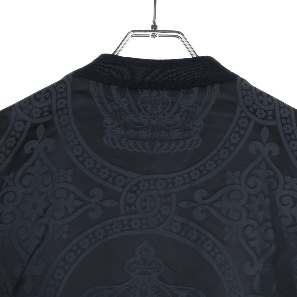 DOLCE & GABBANA(ドルチェアンドガッバーナ) クラウン総柄 裏地シルク ナイロンブルゾンジャケット ブラック G9NC8T/HJMA9-B