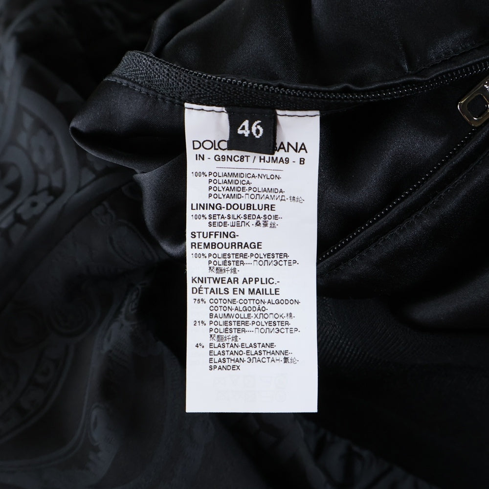 DOLCE & GABBANA(ドルチェアンドガッバーナ) クラウン総柄 裏地シルク ナイロンブルゾンジャケット ブラック G9NC8T/HJMA9-B