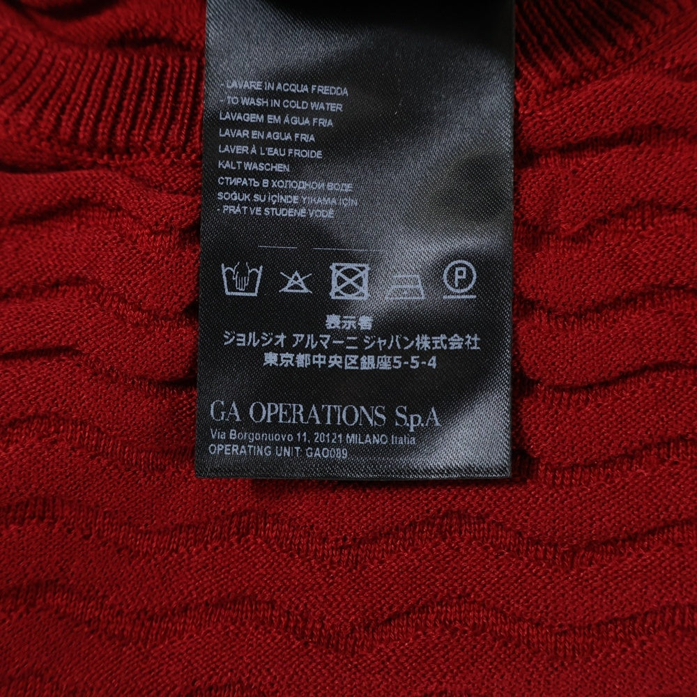 GIORGIO ARMANI(ジョルジオアルマーニ) エンボス加工 クルーネック長袖ニットシャツ レッド 6HSM11 SM09Z