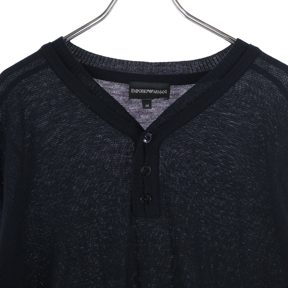 EMPORIO ARMANI(エンポリオアルマーニ) ヘンリーネック カシミヤ混 長袖ニットシャツ ブラック