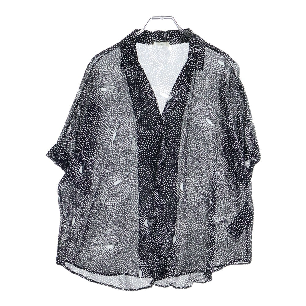 SAINT LAURENT PARIS(サンローランパリ) スパイラルドット レーヨン半袖シャツ ブラック/ホワイト 596009 Y1A77
