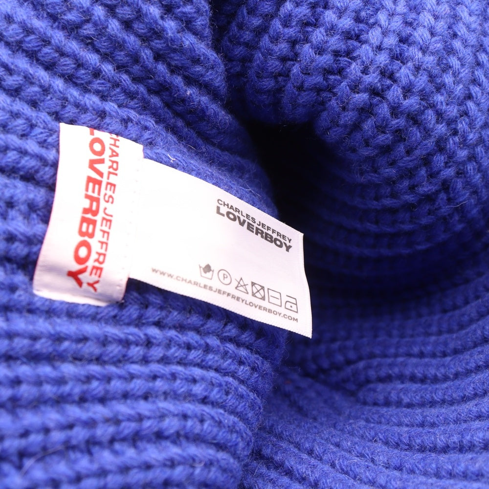 CHARLES JEFFREY LOVERBOY(チャールズジェフリーラバーボーイ) フロントロゴ 耳付き ニット帽 ビーニー ブルー