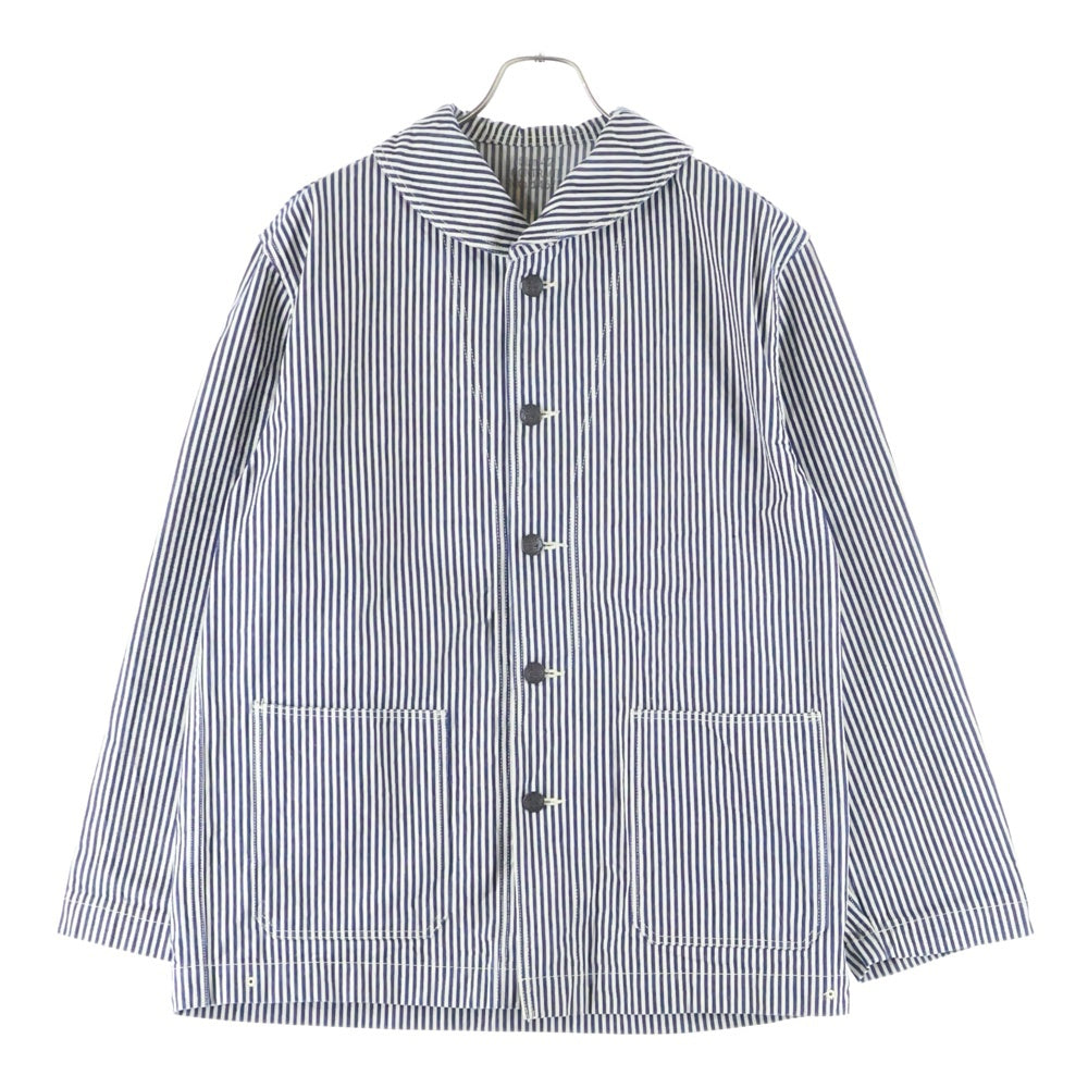 Buzz Rickson's(バズリクソンズ) フロントボタン ショールカラー ヒッコリー カバーオール コットンジャケット ホワイト 14575