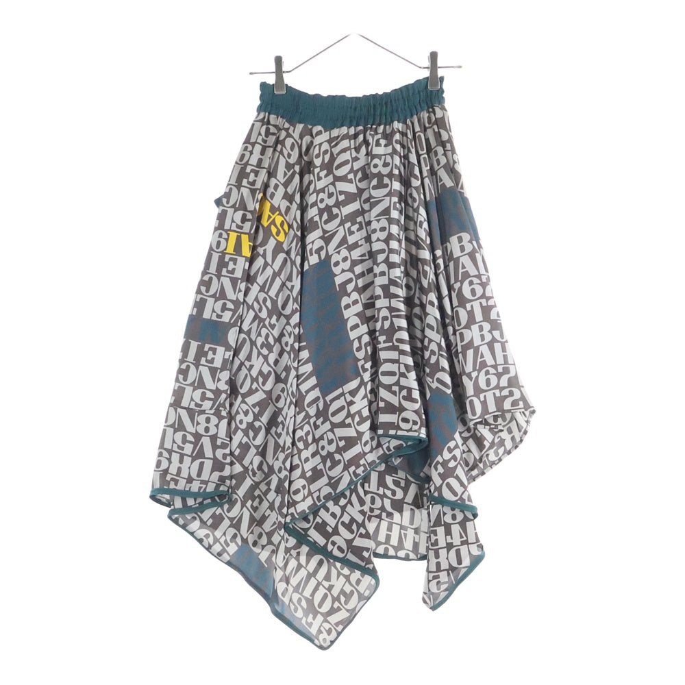 Sacai(サカイ) 20AW ×Alexander Girard アレキサンダー ジラード 英字総柄 プリント ロングスカート ブラウン レディース 20-05295