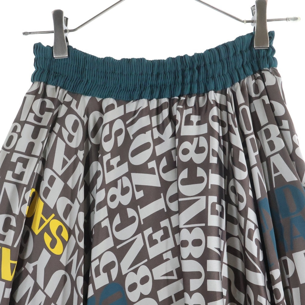 Sacai(サカイ) 20AW ×Alexander Girard アレキサンダー ジラード 英字総柄 プリント ロングスカート ブラウン レディース 20-05295