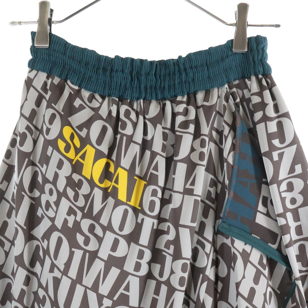 Sacai(サカイ) 20AW ×Alexander Girard アレキサンダー ジラード 英字総柄 プリント ロングスカート ブラウン レディース 20-05295