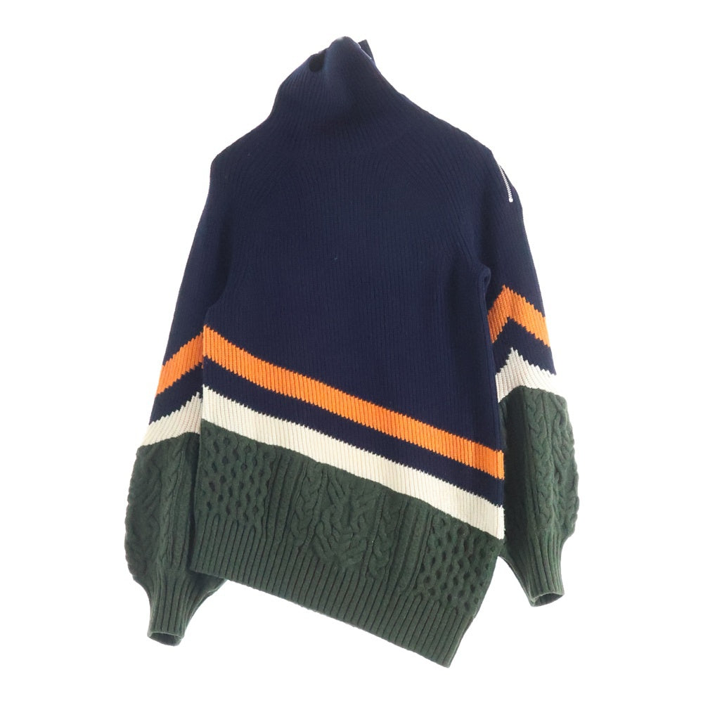 Sacai(サカイ) 19AW アシンメトリー プルオーバー ニットセーター ネイビー レディース 19-04632