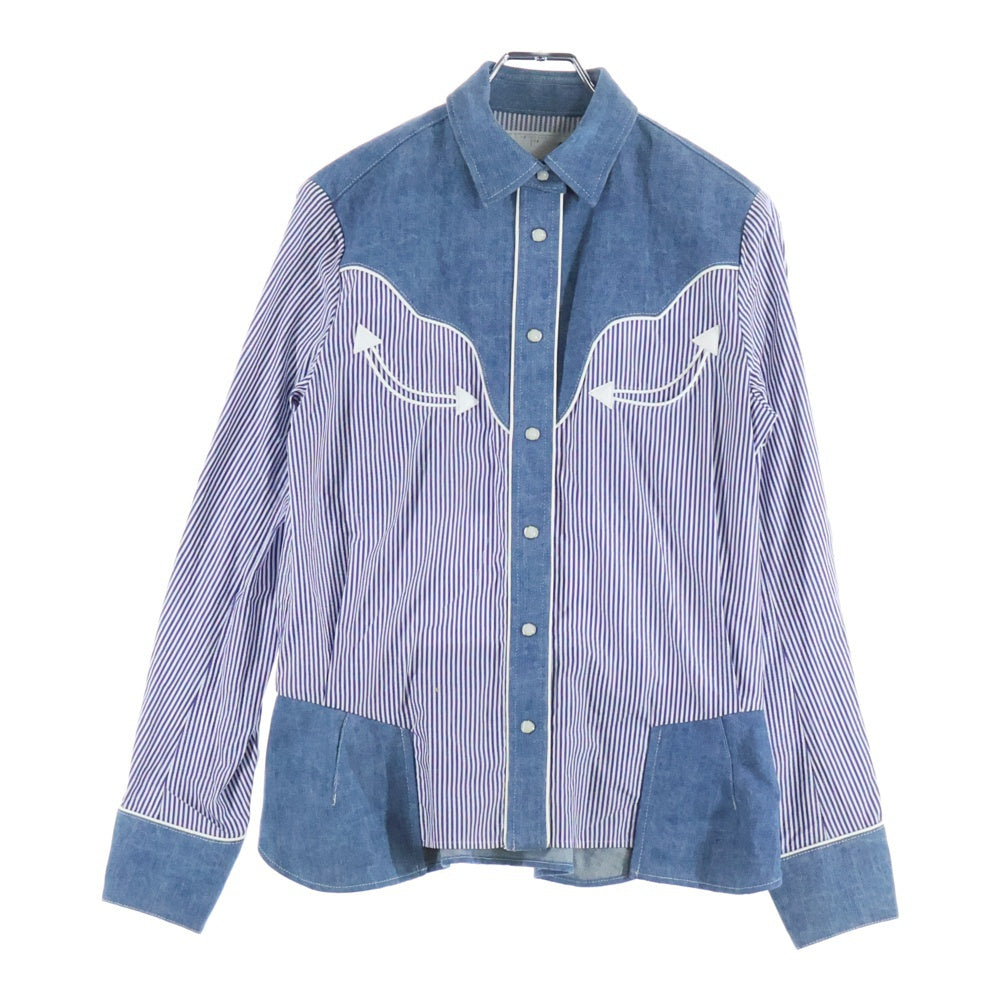 Sacai(サカイ) 16SS ドッキング デニム ウェスタン長袖シャツ ブルー レディース 16-02423