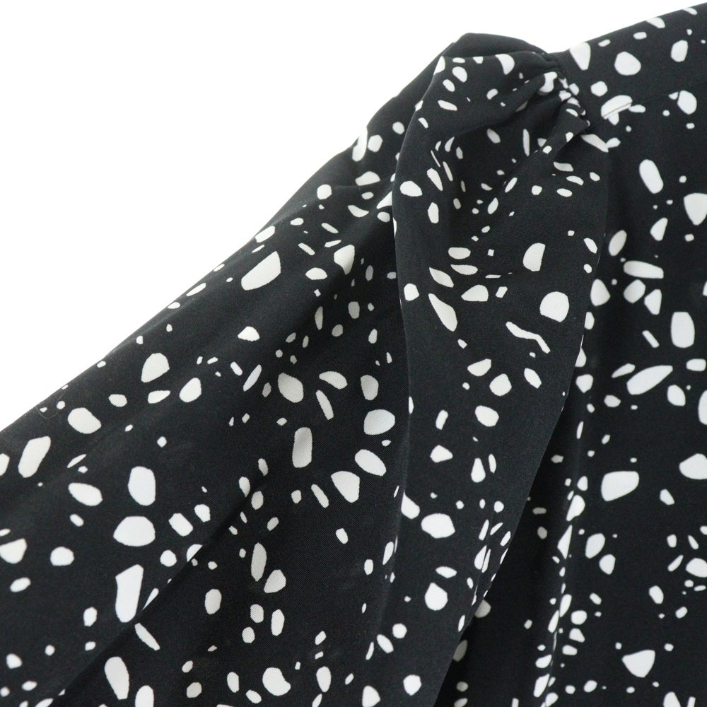 HYKE(ハイク) 23SS PEBBLE PRINTED BLOUSE ぺブル プリンテッド ブラウス 長袖シャツ ブラック レディース 231-15185-008