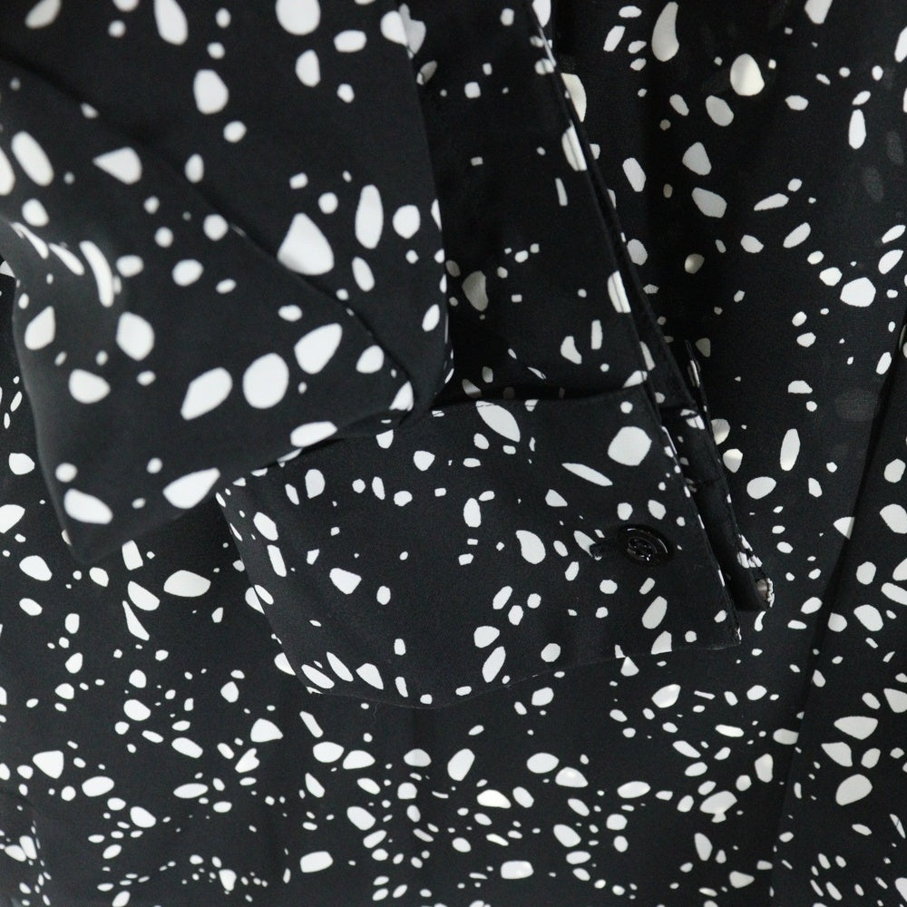 HYKE(ハイク) 23SS PEBBLE PRINTED BLOUSE ぺブル プリンテッド ブラウス 長袖シャツ ブラック レディース 231-15185-008