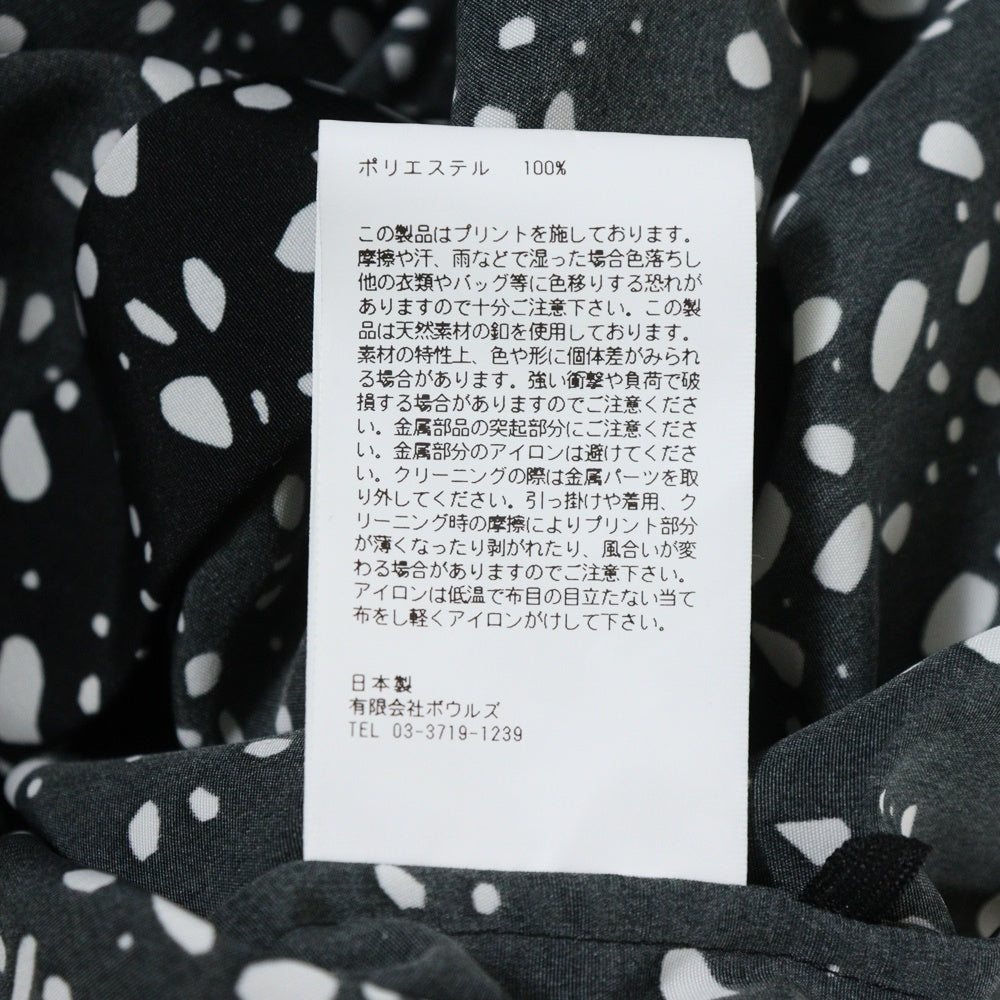 HYKE(ハイク) 23SS PEBBLE PRINTED BLOUSE ぺブル プリンテッド ブラウス 長袖シャツ ブラック レディース 231-15185-008