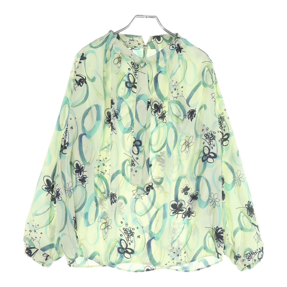 TOMORROWLAND(トゥモローランド) 23SS サークル ペイントプリント ボウタイギャザーブラウス グリーン レディース 13-01-31-01303