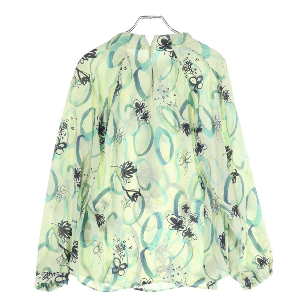 TOMORROWLAND(トゥモローランド) 23SS サークル ペイントプリント ボウタイギャザーブラウス グリーン レディース 13-01-31-01303