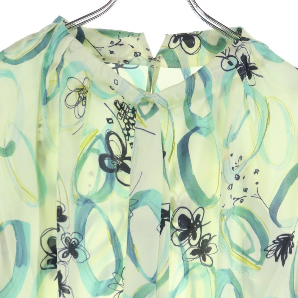 TOMORROWLAND(トゥモローランド) 23SS サークル ペイントプリント ボウタイギャザーブラウス グリーン レディース 13-01-31-01303