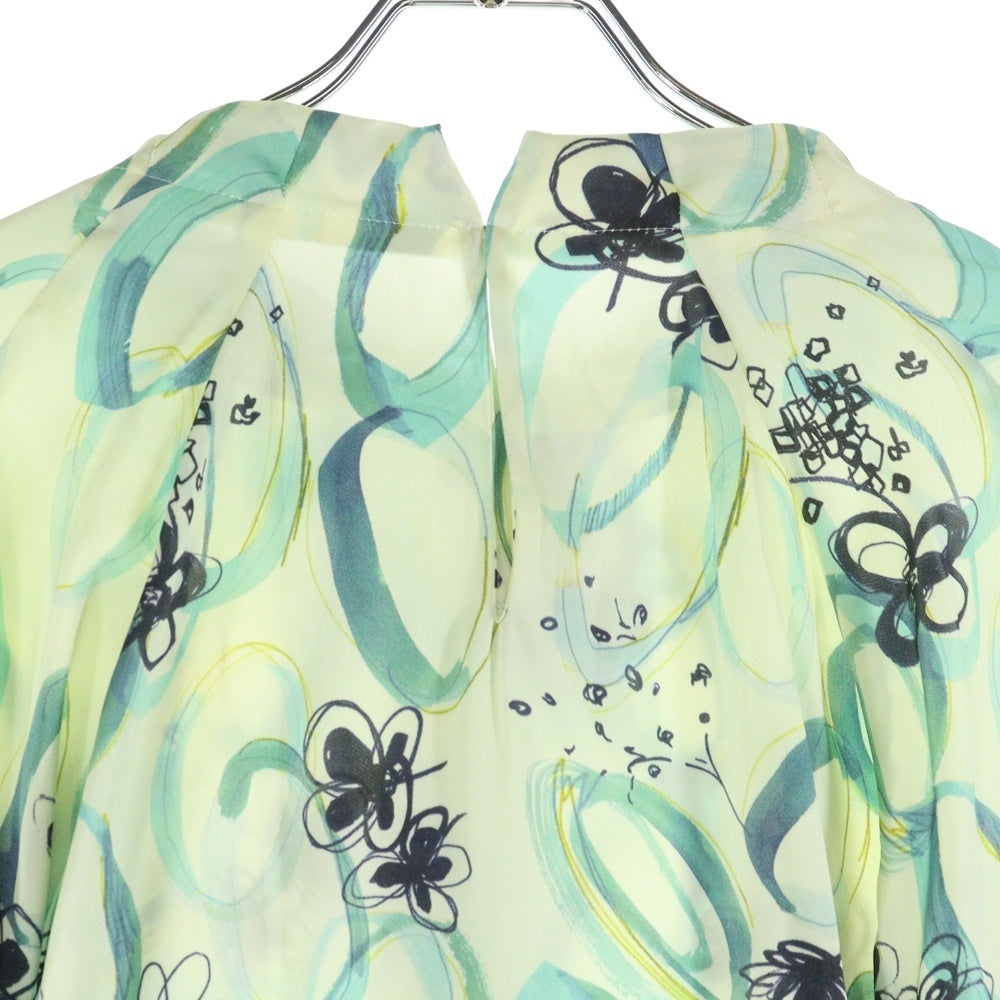 TOMORROWLAND(トゥモローランド) 23SS サークル ペイントプリント ボウタイギャザーブラウス グリーン レディース 13-01-31-01303