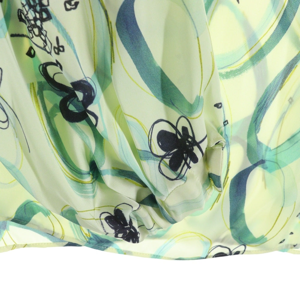 TOMORROWLAND(トゥモローランド) 23SS サークル ペイントプリント ボウタイギャザーブラウス グリーン レディース 13-01-31-01303