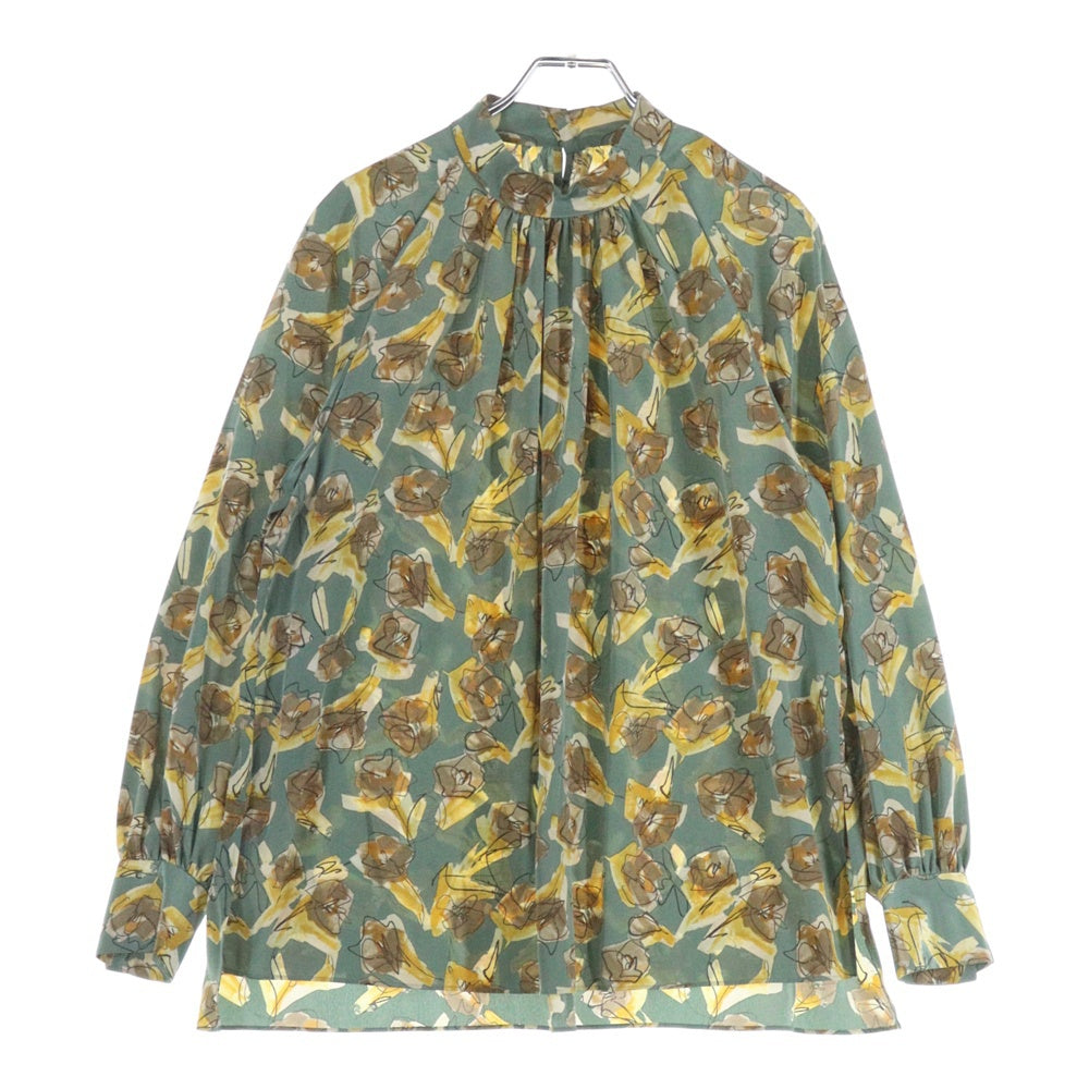 TOMORROWLAND(トゥモローランド) 21AW 総花柄 ネックギャザー ブラウス ブラウン レディース 13-01-14-01204