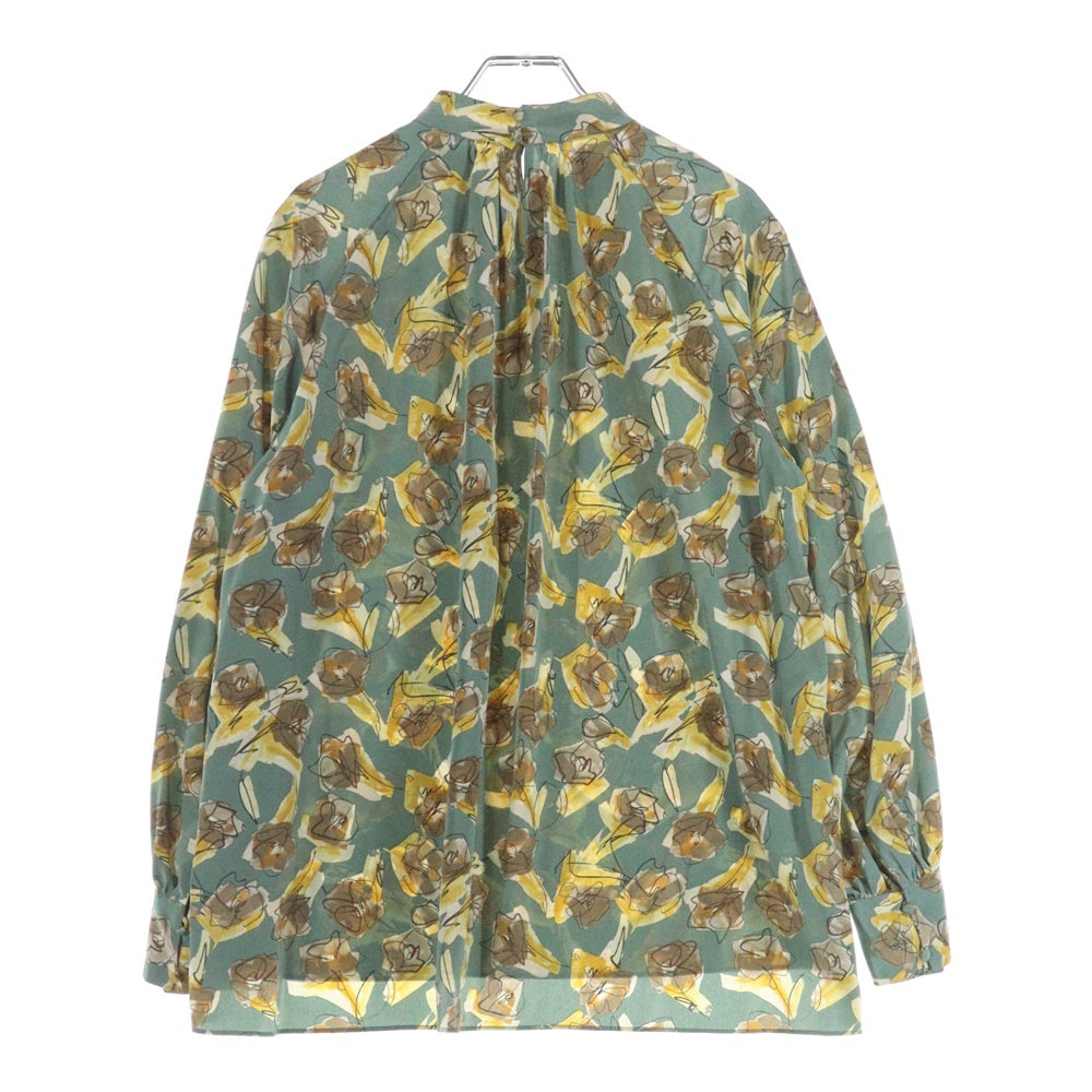 TOMORROWLAND(トゥモローランド) 21AW 総花柄 ネックギャザー ブラウス ブラウン レディース 13-01-14-01204