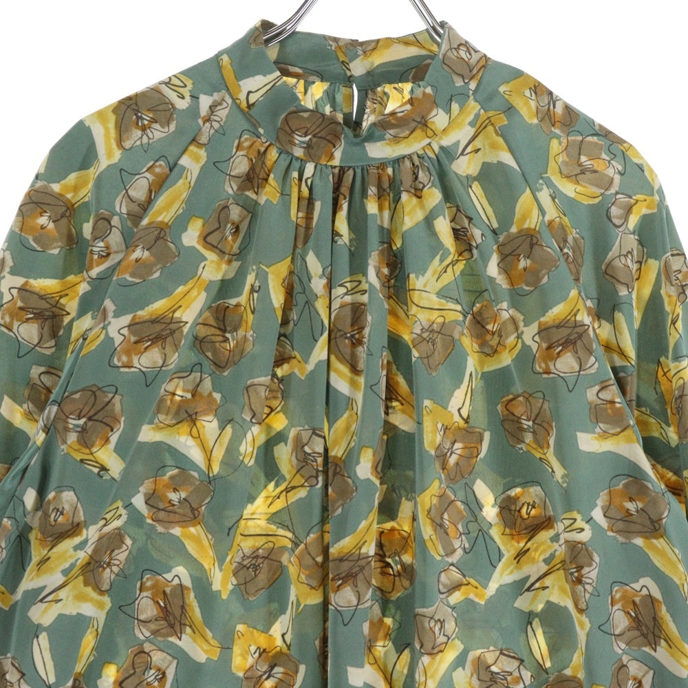 TOMORROWLAND(トゥモローランド) 21AW 総花柄 ネックギャザー ブラウス ブラウン レディース 13-01-14-01204