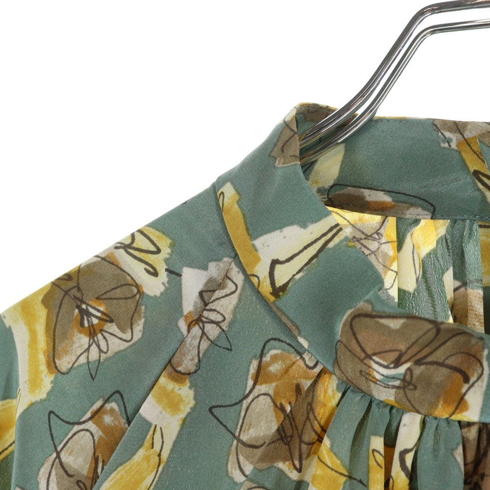 TOMORROWLAND(トゥモローランド) 21AW 総花柄 ネックギャザー ブラウス ブラウン レディース 13-01-14-01204