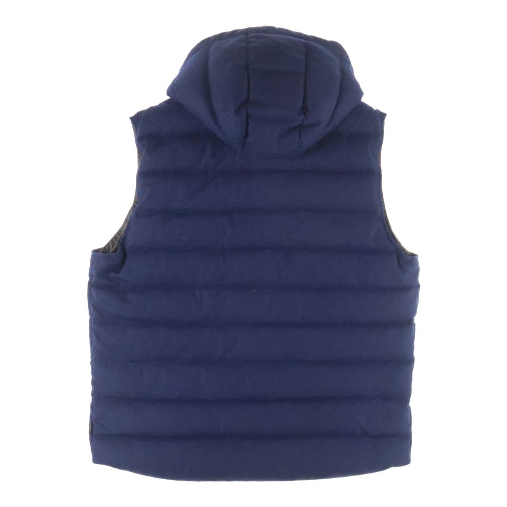 MONCLER(モンクレール) 16AW ファスナーロゴ ウール ジップアップ フーデッド ダウンベスト ネイビー B20914339680 54272