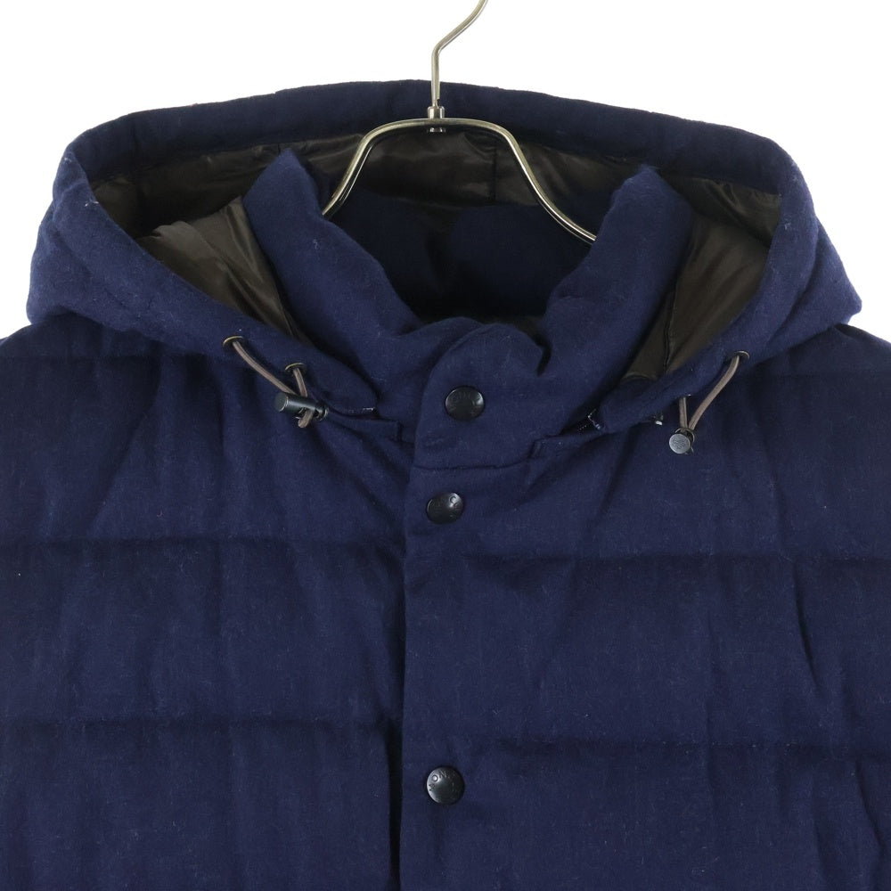 MONCLER(モンクレール) 16AW ファスナーロゴ ウール ジップアップ フーデッド ダウンベスト ネイビー B20914339680 54272