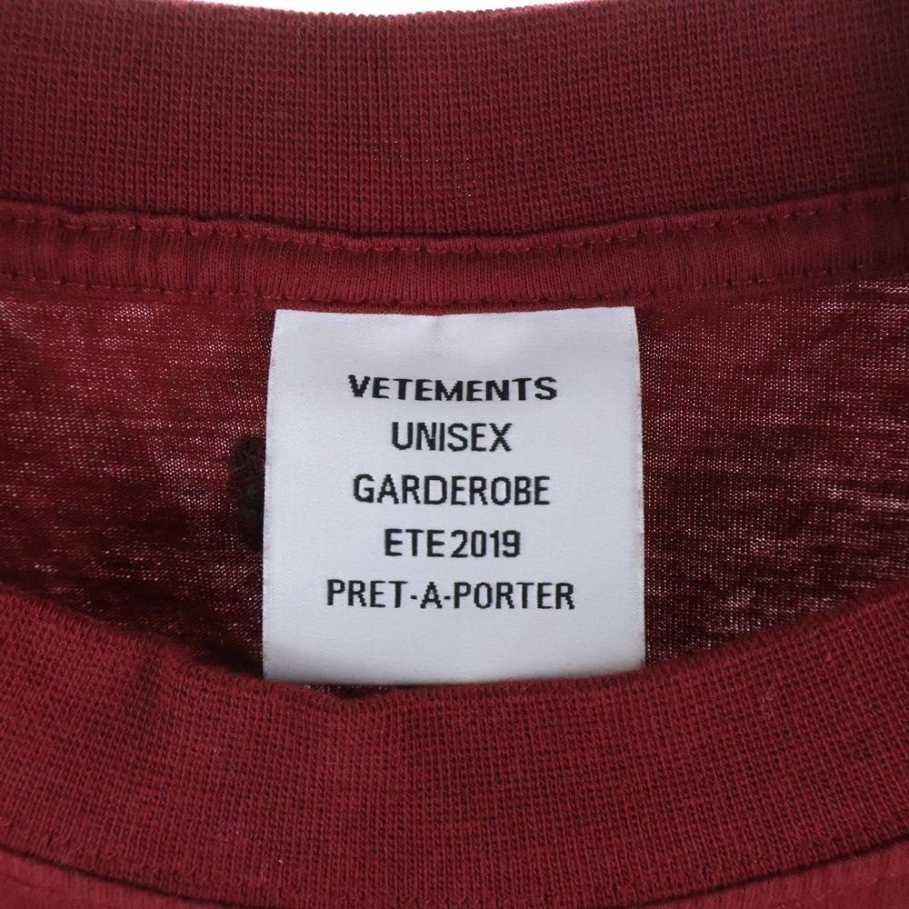 VETEMENTS(ヴェトモン) 19SS Secret Society Tee シークレット ソサエティ クルーネック 半袖Tシャツ カットソー レッド USS197071