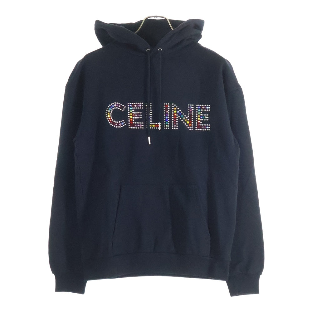 CELINE セリーヌ ラインストーン フロントロゴ プルオーバーパーカー ブラック 2Y87B670Q CELINE(セリーヌ) ラインストーン フロントロゴ プルオーバーパーカー