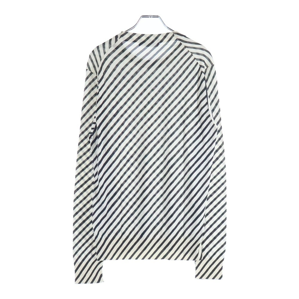 DOLCE & GABBANA(ドルチェアンドガッバーナ) 総柄ボーダー クルーネック長袖ニットセーター ホワイト/ブラック