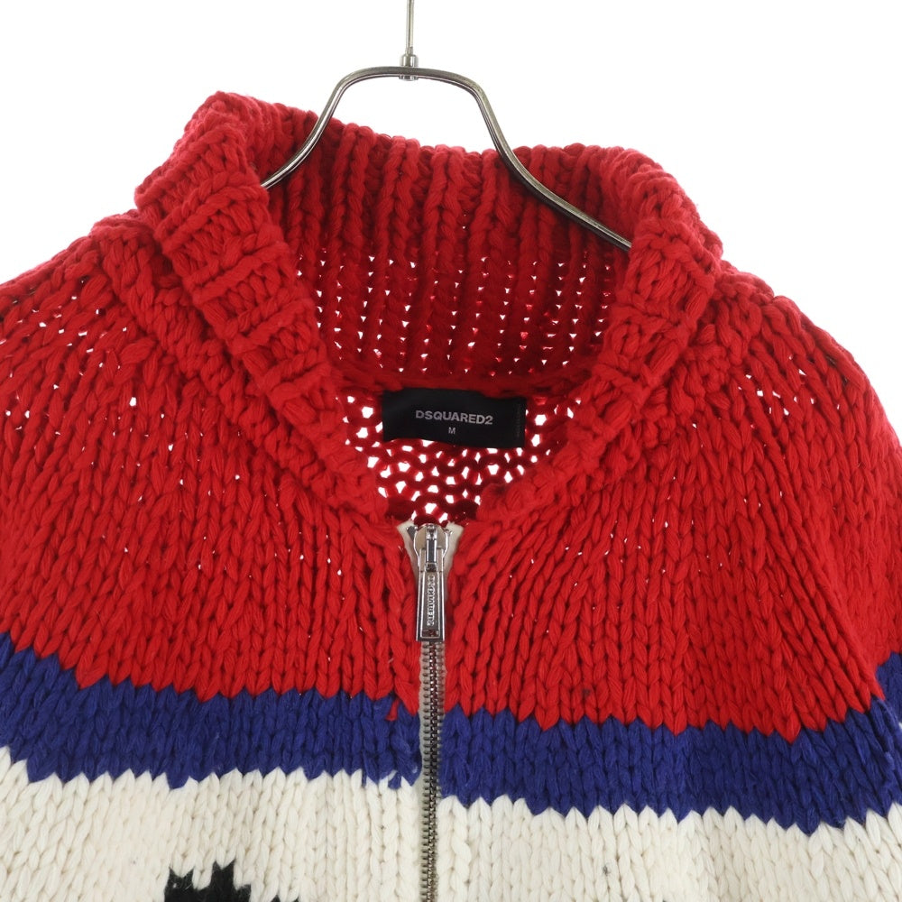 DSQUARED2(ディースクエアード) 21AW ZIP-UP KNITTED SWEATER ウールニット ジップアップカーディガンジャケット マルチカラー S71HA1098 S17816
