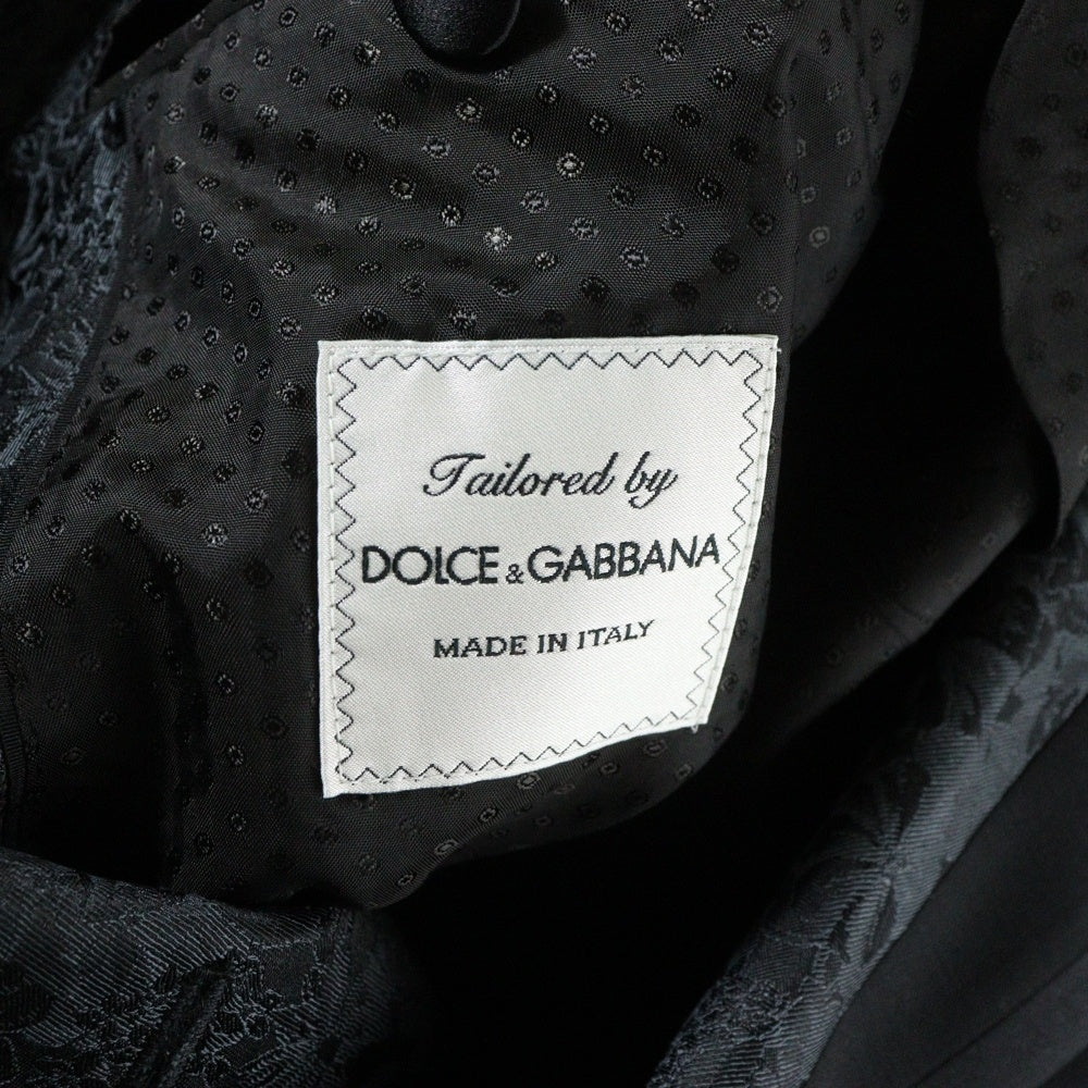 DOLCE & GABBANA(ドルチェアンドガッバーナ) 襟花柄 ダブルブレストテーラードジャケット ブラック