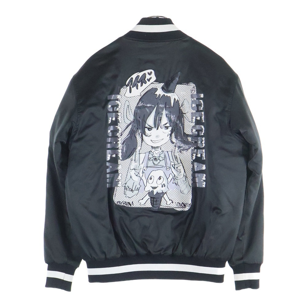 ICE CREAM(アイスクリーム) ×Jun Inagawa SATIN VARSITY JACKET 稲川淳 バックプリント サテンバーシティージャケット ブラック ICJP215SX001