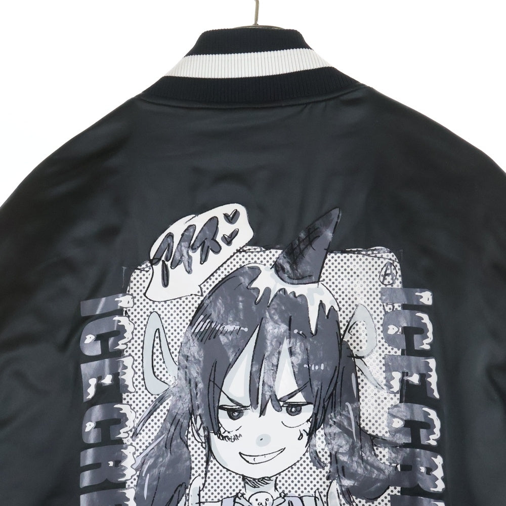 ICE CREAM(アイスクリーム) ×Jun Inagawa SATIN VARSITY JACKET 稲川淳 バックプリント サテンバーシティージャケット ブラック ICJP215SX001