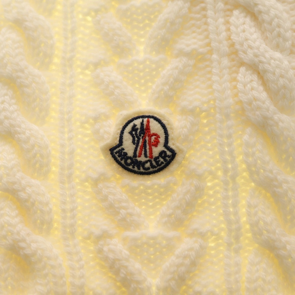 MONCLER(モンクレール) 20AW ロゴワッペン付きケーブルウールニットマフラー スカーフ ホワイト レディース E20939974400