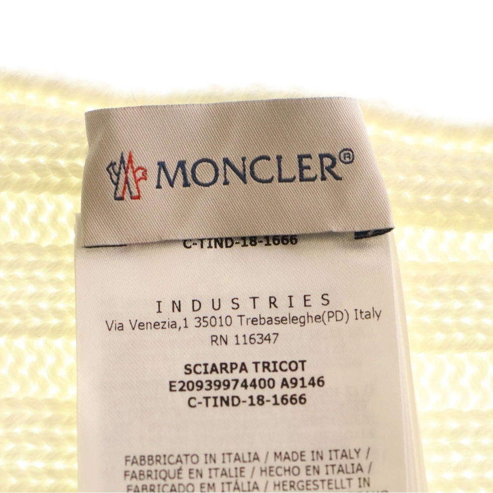 MONCLER(モンクレール) 20AW ロゴワッペン付きケーブルウールニットマフラー スカーフ ホワイト レディース E20939974400