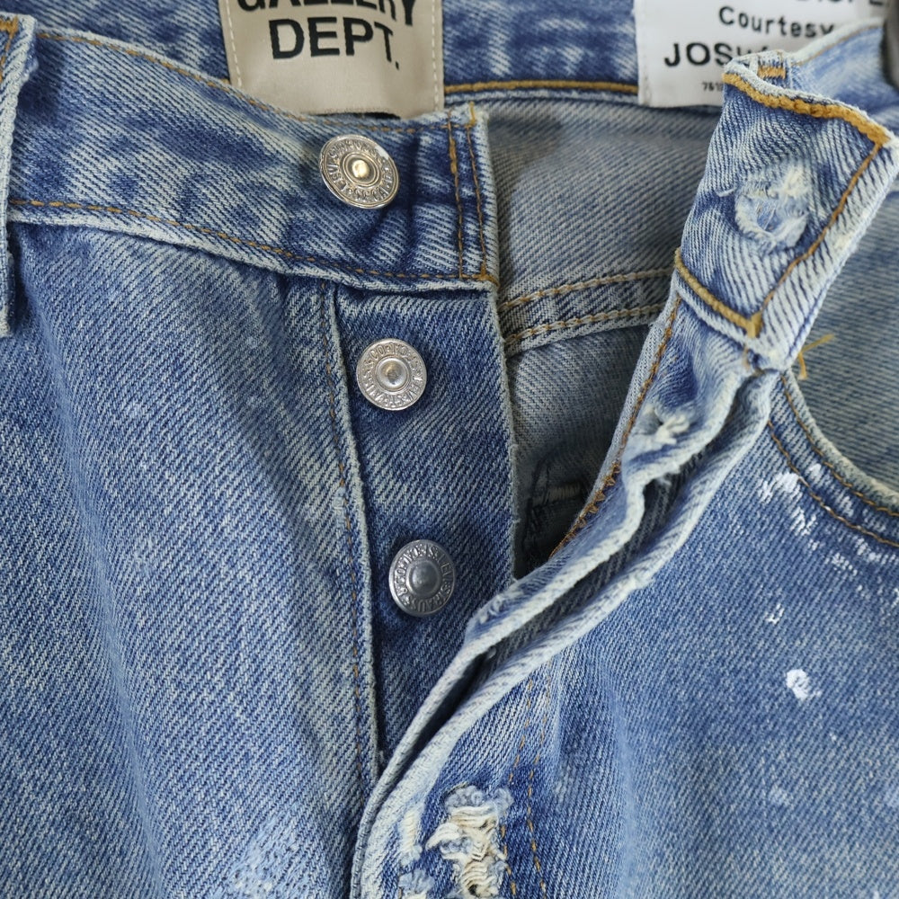 GALLERY DEPT.(ギャラリーデプト) INDIANA FLARE PANTS インディアナフレア ダメージ再構築デザイン ボタンフライ デニムパンツ インディゴ
