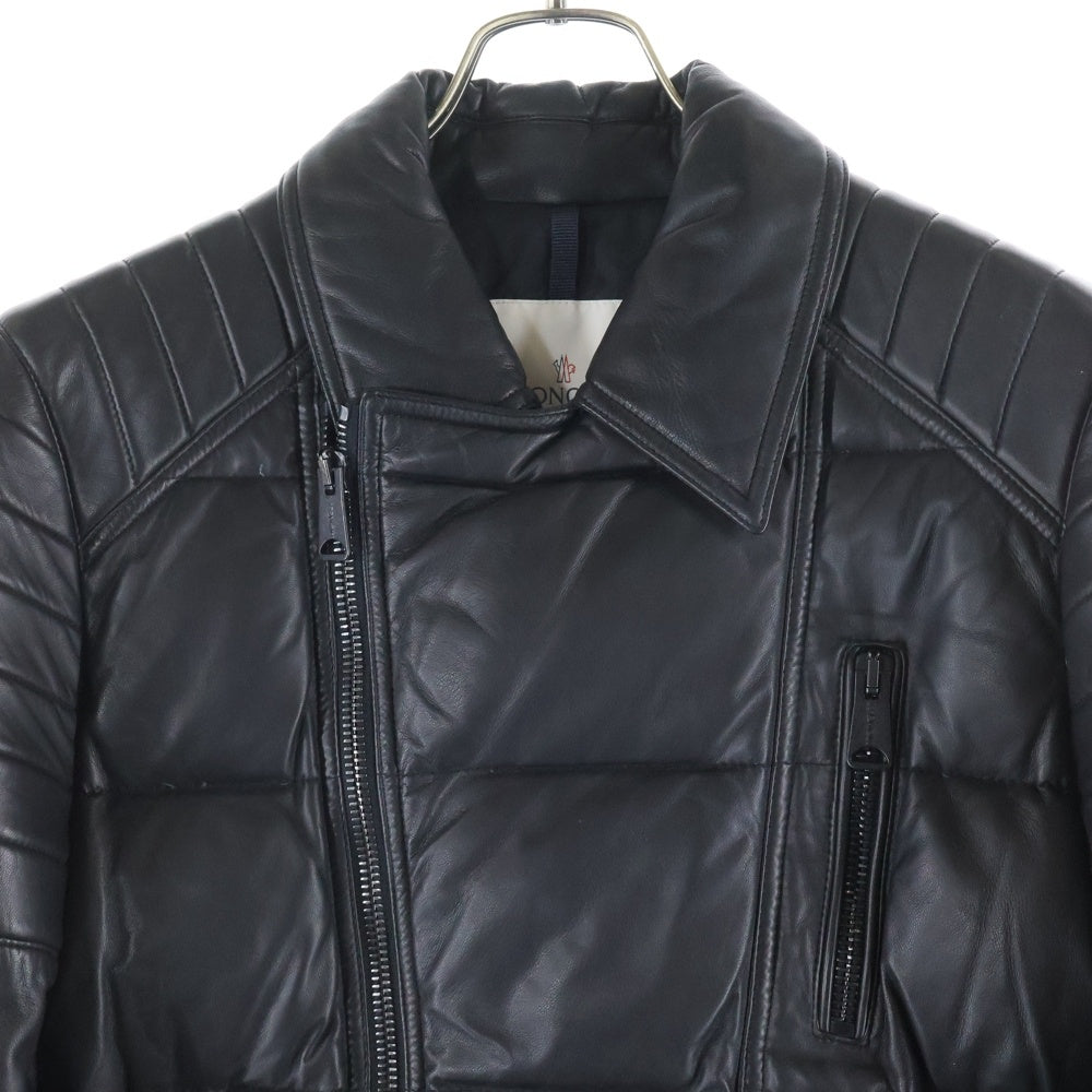 MONCLER(モンクレール) LECLERC ルクレール ジップアップ レザーダウンジャケット ブラック 420914190305
