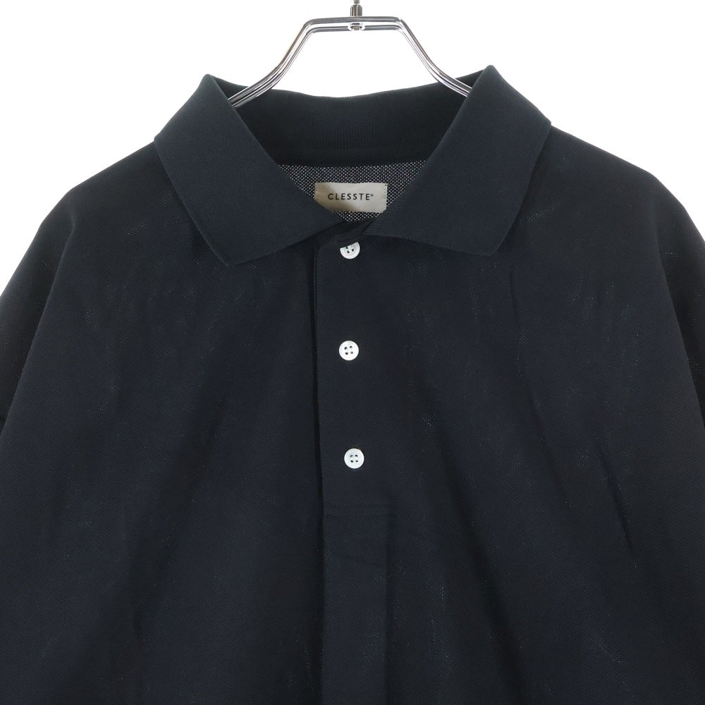 CLESSTE(クレスト) オーバーサイズ ドローコード付き 半袖ポロシャツ ブラック CLS-SH-2405